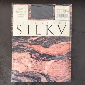 Berkshire Silky Panty Hose Control Top Color Charcoal Size 1 Sheer Lycra Leg